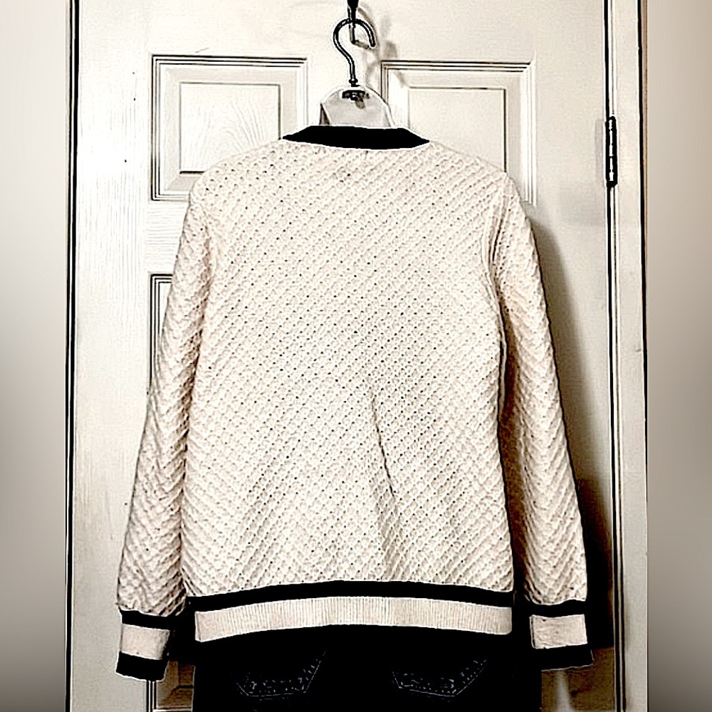 Lark + Grey Womens  Vintage Cream Button Down Honey Comb Knit Cardigan Sweater L - Picture 3 of 11